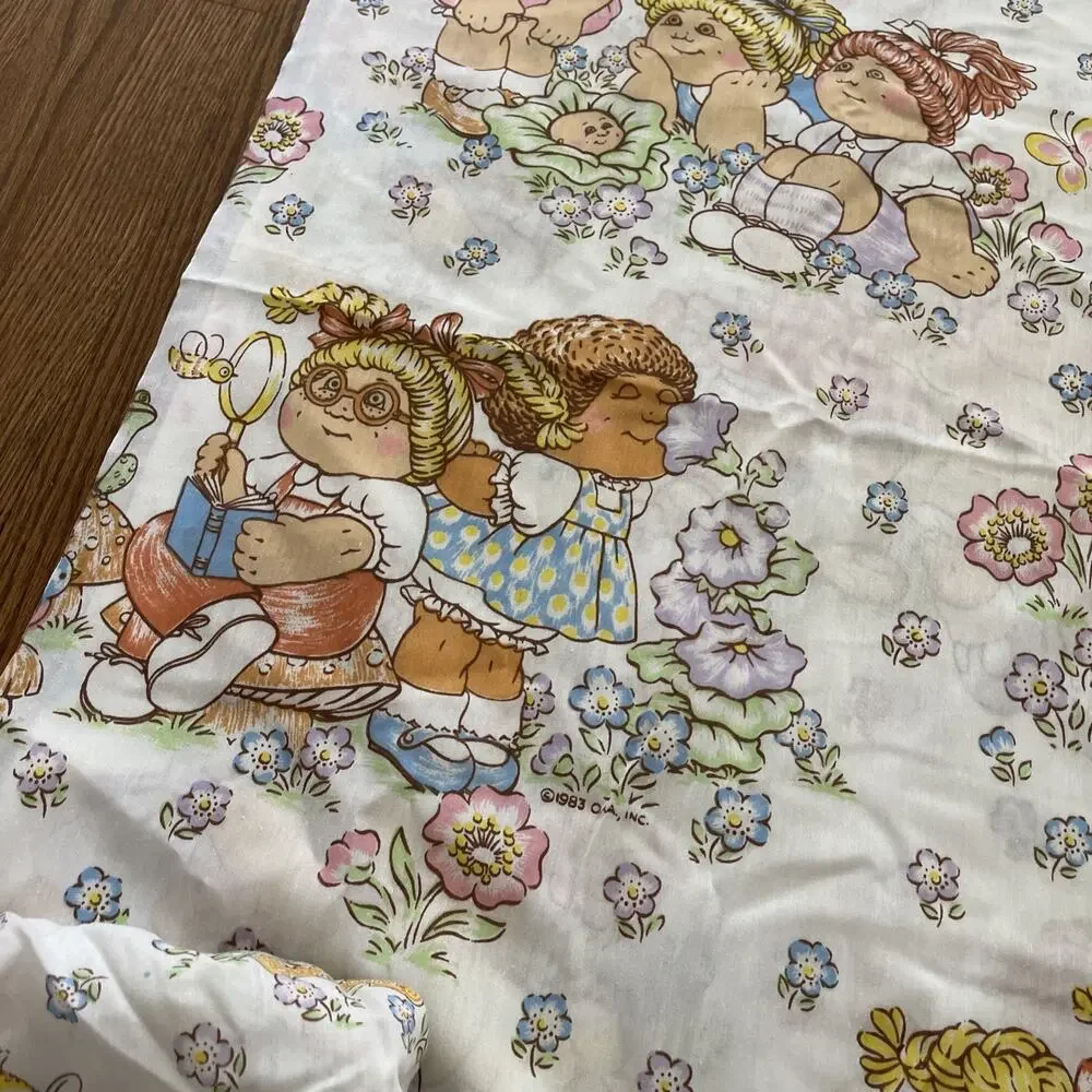 VINTAGE 1983 CABBAGE PATCH KIDS TWIN FLAT & FITTED BED SHEET SET